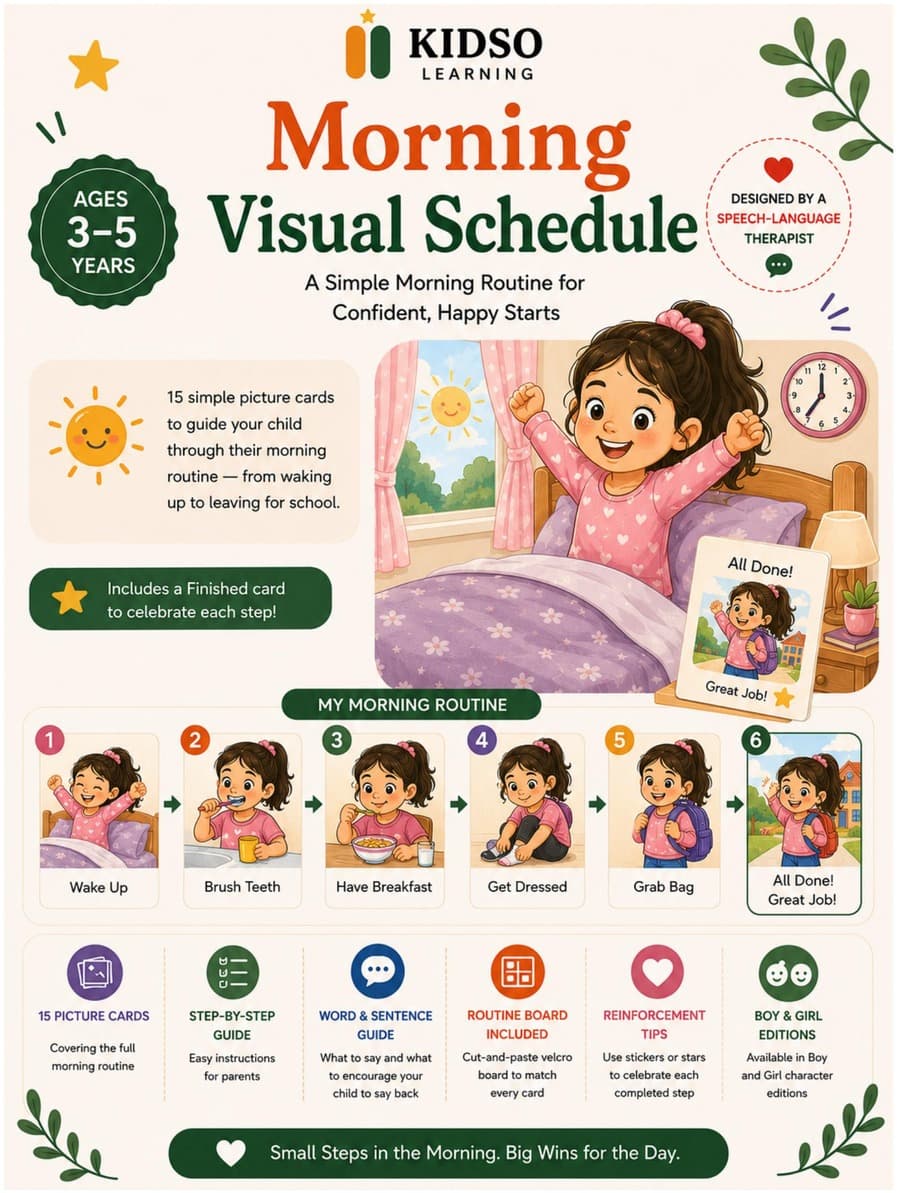 Morning Visual Schedule — Girl Edition